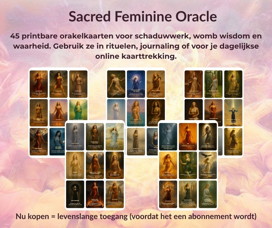 Sacred Feminine Oracle Deck – 45 orakelkaarten voor schaduwwerk, womb wisdom en vrouwelijke kracht.