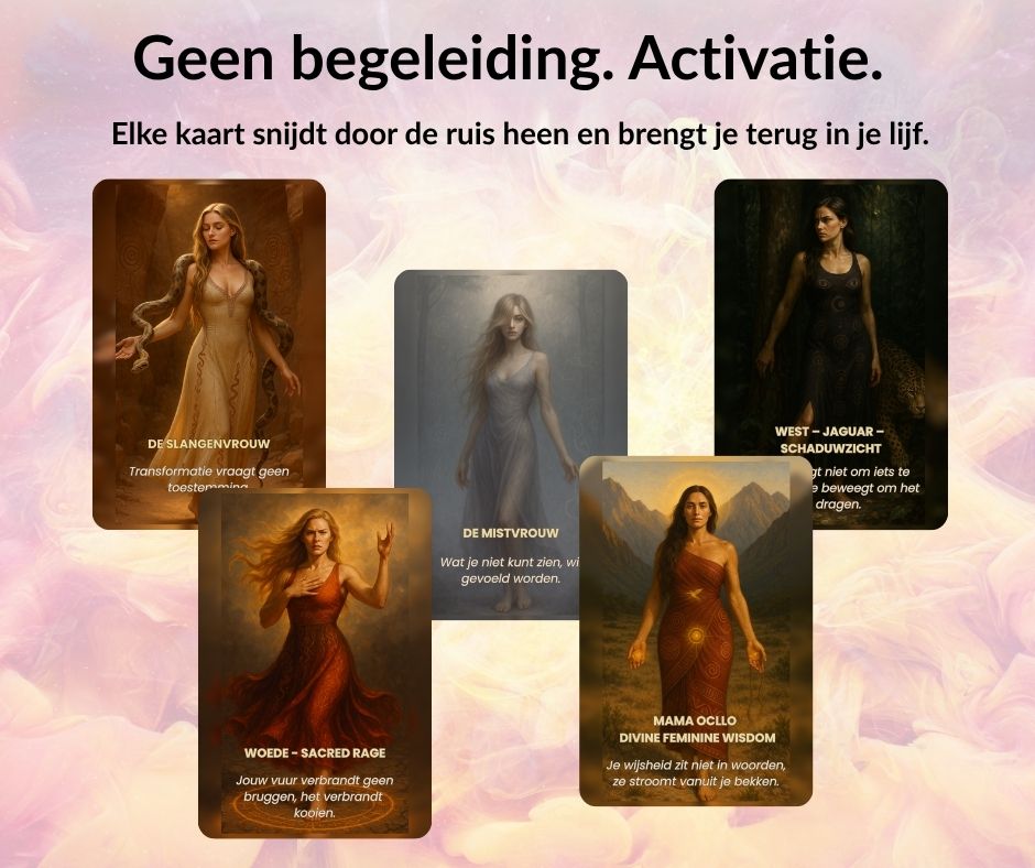 Sacred Feminine Oracle kaarten – geen begeleiding, pure activatie voor lichaam en ziel.