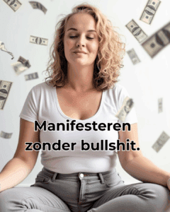 Vrouw mediteert tussen vallend geld – Wealth & Womb QuickShift activatie om overvloed te manifesteren vanuit je lichaam.